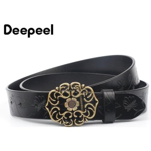 Deepeel 1pc 2.8*105/110/115cm Vintage Ethnic Pin Buckle 2nd Layer Cowskin Belt DIY Leather Craft Fashion Decorative Accessories