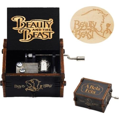 Wood Hand Crank Queen Bella Y Bestia Music Box Mechanism A Bela E A Fera Jack Sparrow John Lennon Imagine Dragons Wholesale