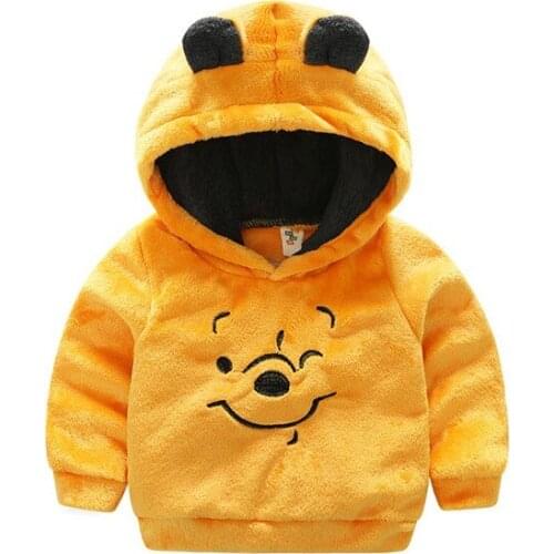 Winter Kids Fluffy Cartoon 3D bear brand sweatshirts Plus velvet Thick cotton Fashion coat Boy girl Warm Cashmere toddle clothes