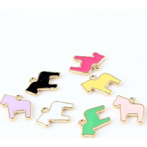Hot Sale New 10pcs DIY fashion charms gifts enamel horse alloy pendant making bracelet necklace clothing jewelry Accessories