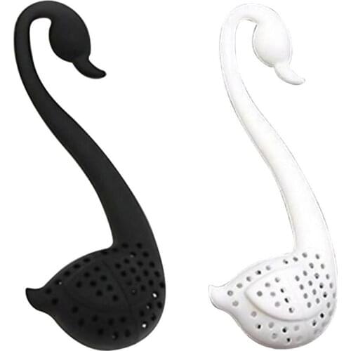 Tea Strainer Infuser Creative Food Grade Silicone Swan Shape Black White Drinkware Loose Tea Accessories Kitchen Tool Gadget New