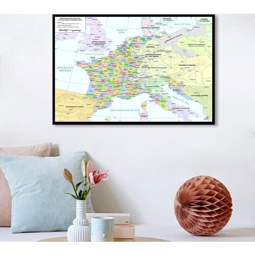 84*59cm The Retro France Map In French Canvas Painting Vintage Wall Art Poster Living Room Classroom Home Decor School Supplies