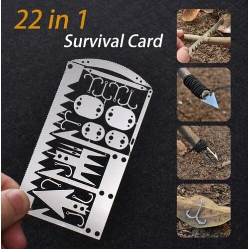 22 in 1 Camping Survival Card Multitool Hook Fork Saw for Outdoor Hunting Survival Tool Fishing Tackle Hook Card Outdoor Tools