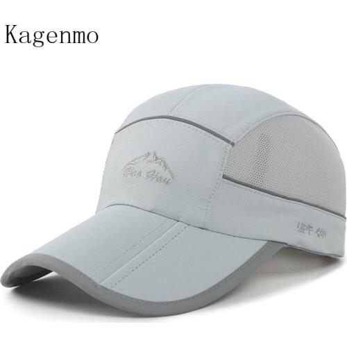 Kagenmo Summer Fold Men Hat Outdoor Casual Fold Women Riding Baseball Cap Sports Adjust Mesh Breathable Cool