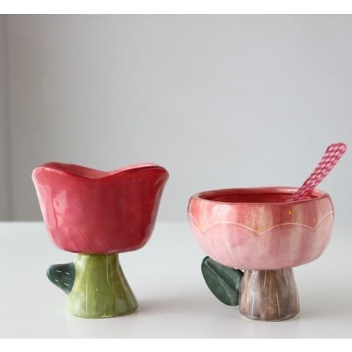 Ceramic hand-pinched irregular flowers Lovely girls heart teacups, cups, cereal bowls, decorative floral ornaments