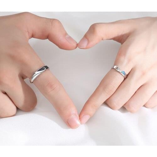 Кольца 2021 Тренд S925 Carved Bird-shaped Couple Ring Simple Open Finger Ring Adjustable Hand Jewelry For Women Men Парные Кольц