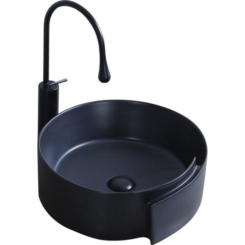 Matte Black Nordic Above Counter Basin Ceramic Wash Basin Home Art Basin Washbasin Bathroom Creative Wash Basin