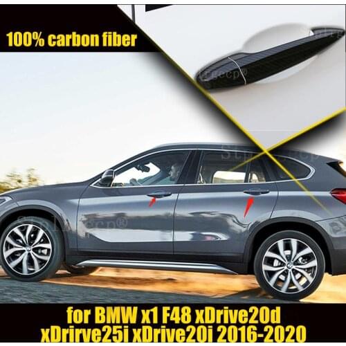 100% Real Carbon Fiber Car Door Handle Cover Trim Decoration for BMW X1 F48 XDrive20d XDrirve25i XDrive20i 2016-2020