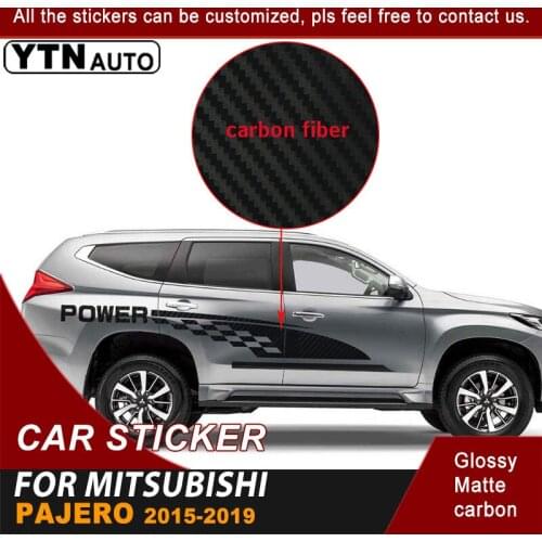 Car Stickers Car Side Body Power Grid Styling Graphic Vinyl Car Accessories Decal For Mitsubishi Pajero 2015 2016 2017 2018 2019