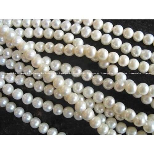 Wholesale 10 Strands 6mm A white round freshwater pearl beads wholesale nature amazing