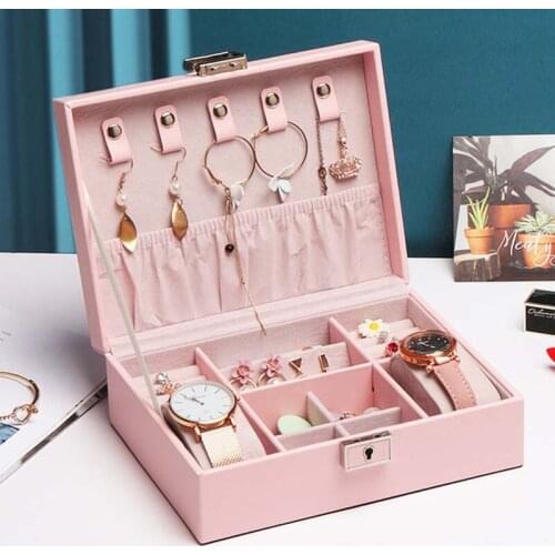 PU Leather Jewelry Organizer Portable Necklace Earrings Rings Jewelry Box Packaging Storage Joyeros Organizador De Joyas
