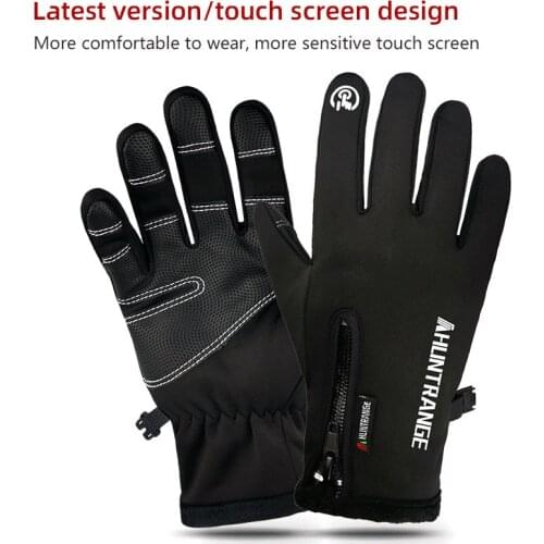 Outdoor Sports Ski Waterproof Riding Full Finger Gloves Mens Touch Screen Winter Windproof Fleece Warm Zipper Women Finger