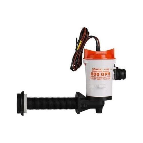 SEAFLO 800GPH 12v Live Bait Tank Aerator Submersible Cartridge Bilge Boat Pump Angled 12 Volts DC