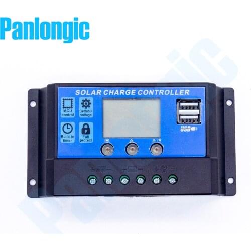PWM 30A Solar Charge Controller 12V 24V LCD Display Dual USB Solar Panel Charger