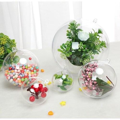 1Pc Christmas Clear Baubles Plastic Transparent Ball Home Decor Wedding Garden Tree Hanging Party Gift Box Decoration Candy Box