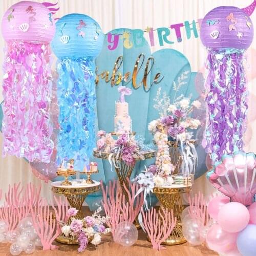 Mermaid Party Decorations Mermaid Birthday Cake Topper Cupcake Wrappers Baby Boy Girl Kids Favors Mermaid Party Theme Supplies