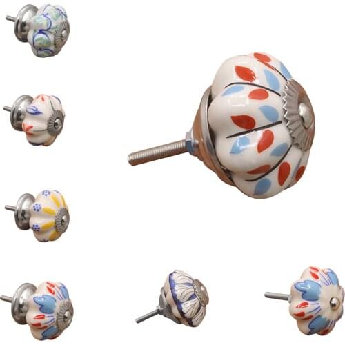 Lovely Pastoral Round Ceramic Closet Cupboard Cabinet Door Pull Handles Knob