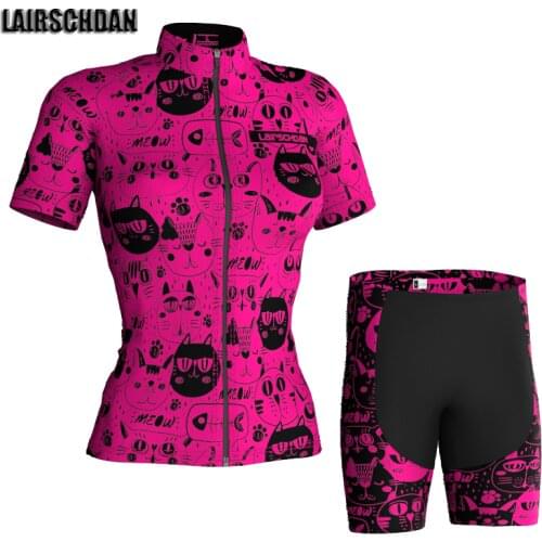 LairschDan cuissard velo femme mtb suit short sleeve cycle clothing cycling kit cat bicycle uniform womens cycling jersey set