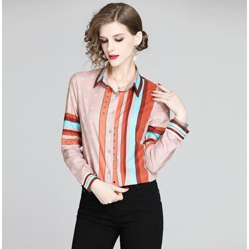 NRJ-6F-613-B-1538 2020 Spring Women Striped Print Shirts