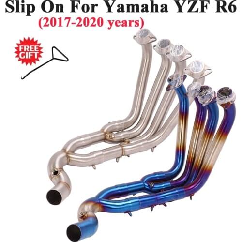 For Yamaha YZF R6 2017 2018 2019 2020 Motorcycle Exhaust System Escape Slip On Front Tube Link Pipe Connect Original Muffler