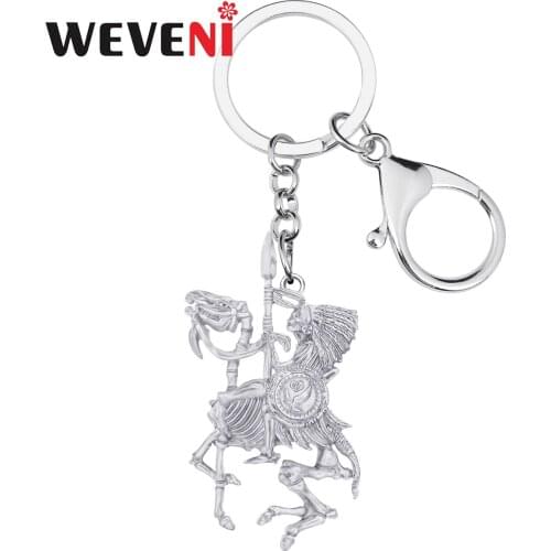 WEVENI Halloween Alloy Antique Gold Plated Soldier Skull Keychains Dragon Keyring Jewelry For Women Men Classic Purse Decoration