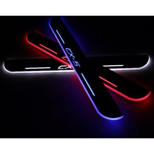 WOOBEST Waterproof Ultrathin Acrylic LED back door sill for mazda cx-5 2013-15, Led moving door scuff plate, Pathway light