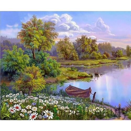 YIKEE diamond painting lake，cross stitch diamond,diamond mosaic paintings Y663