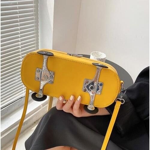 Fun Skateboard Style Shoulder Bag for Women Fashion Purses and Handbags Cartoon Wheel PU Crossbody Bag Girls Clutch Casual Totes