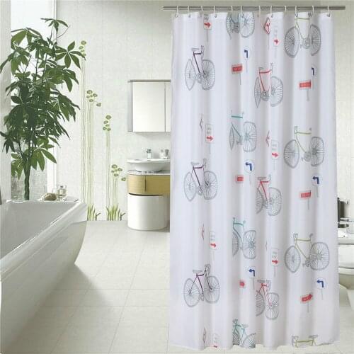 Bike Print Shower Curtains for Kids Bathroom Grommet Polyester Waterproof 1 Piece Thick Washable Hotel Curtain Jinya Home Decor