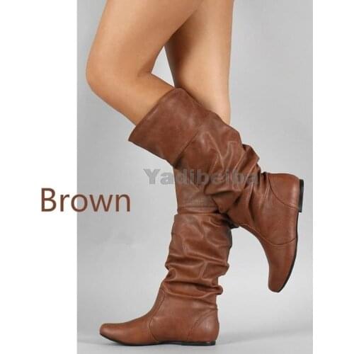 Womens Boots Long Cowboy Western Boots Block Heel Round Toe Knee High Boots Motorcycle Casual Daily Walking Shoe Women Footwear