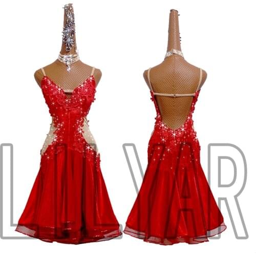 New Latin Dance Dress Competition Dress Costumes Skirt Performing Dress Adult Customize Children Red Matador Skirt Split Skirtes