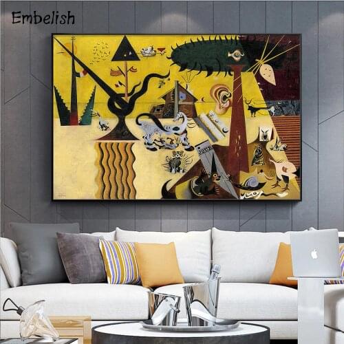 1 Pieces Famous Artworks By Joan Miro Modern Wall Art Posters For Living Room HD Spray Canvas Oil Paintings Home Decor Pictures