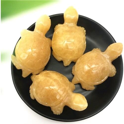 1PC Natural Yellow Topaz Jade Stones Tortoise Hand Carved Crystal Animal Gifts Natural Stones and Minerals