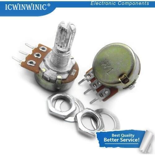 100piece 10K ohm WH148 B10K 3pin Potentiometer 15mm Shaft With Nuts And Washers Hot In Stock