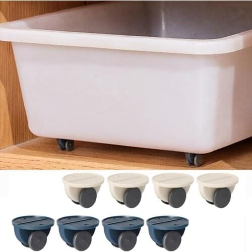 4pcs Adhesive Pulley Storage Box Pulley Trash Can Self-adhesive Pulley Home No Noise No Scratches Box Wheels