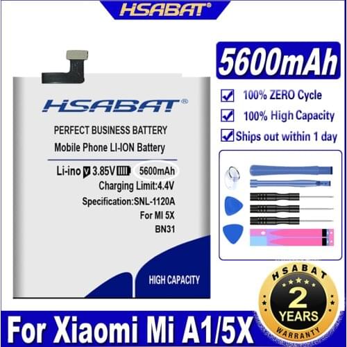 HSABAT 5600mAh BN31 Battery for Xiaomi Mi A1 / Redmi Y1 Lite Xiaomi Mi 5X Mi5X / Redmi Note 5A 5A pro