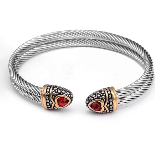 Cobra Snake Stainless Steel Sporty Men Women Charm Bracelets Bangles Trendy Braided Open Male Fashion Crystal Cuff Bangles