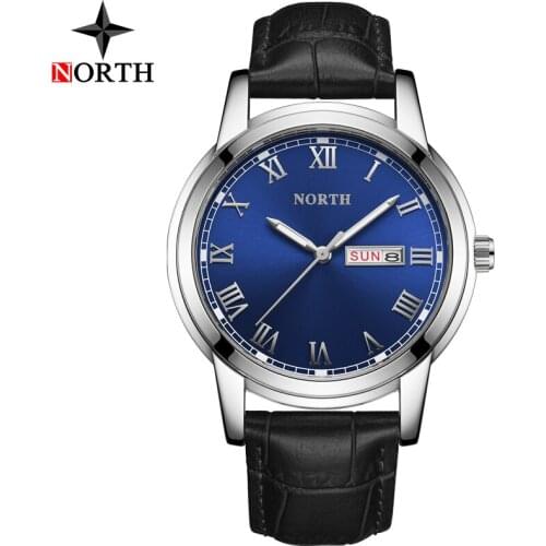 Luxury Brand Men Watches NORTH Fashion Business Watch Men Sport Leather Stap Watches Casual Waterproof Quartz Watches Male Clock