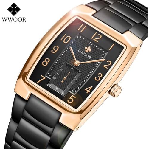 WWOOR Luxury Womens Bracelet Watches Fashion Square Ladies Dress Quartz Watch For Women Waterproof Wristwatch Gifts Reloj Mujer