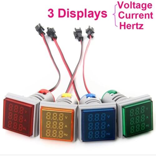 Digital LED AD101-22VAHZS AC Ammeter Voltmeter Current Frequency Voltage Indicator Meter Tester Signal Light 50-380V 100A 0-99Hz