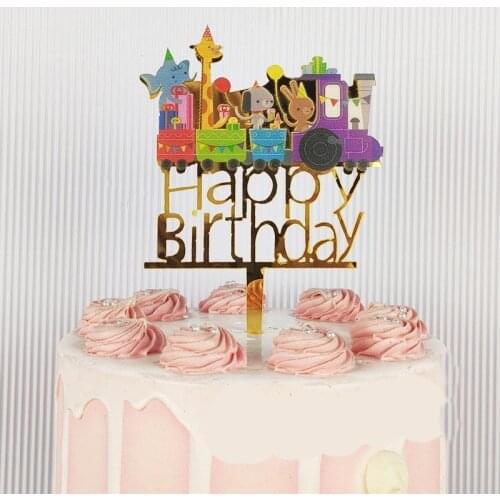 Unicorn Happy Birthday Cake Topper Cartoon Animals Mermaid Acrylic Cupcake Topper for Birthday Unicorn Party Cake Decorations