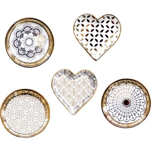 European gold luxury ceramic exquisite small snack plate cake plate small dish