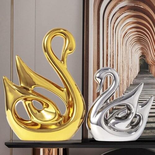 European Swan Fish Deer Ceramic Accessories Home Livingroom Desktop Figurines Crafts Office Store Table Furnishing Decoration