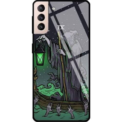 Hermit Tarot Card Grim Reaper Gothic Tempered Glass Cover For Samsung Galaxy S21 Ultra S20 FE S8 S9 S10 Plus Note 10 20 Case