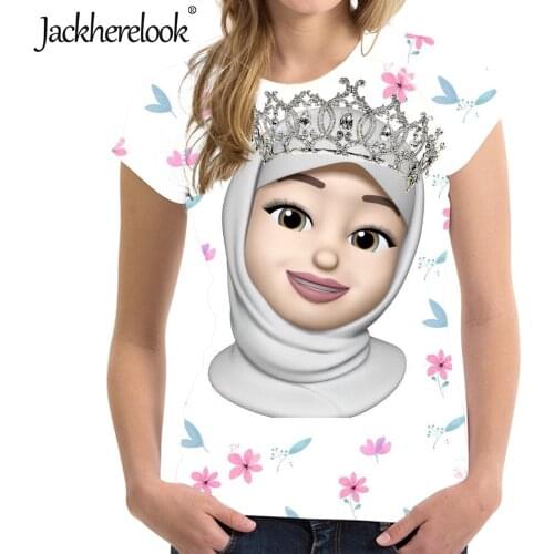 Jackherelook Cute Cartoon Muslim Islamic Gril Brand Design Funny Top Shirts Fashion Tee Summer Ladies T Shirts Mujer Plus Size