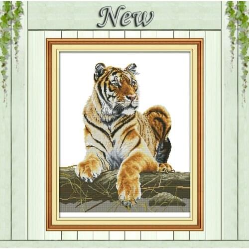 Tiger animal king paintings home decor counted print on canvas DMC 14CT 11CT DIY Cross Stitch Needlework kits Embroidering Sets
