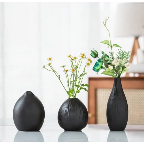 LUWU black ceramic flower vase mini vases decoratives vase for home decoration tabletop vase