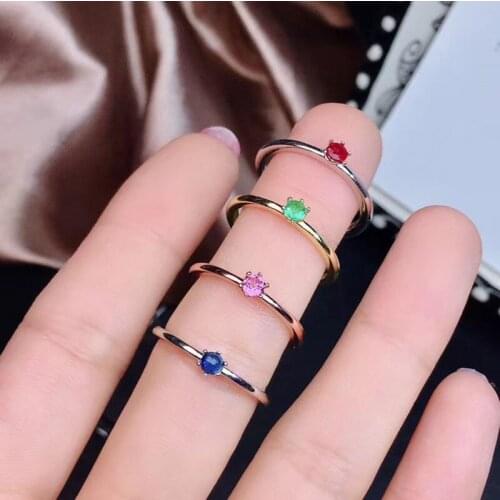 Emerald/Sapphire/Ruby/Tourmaline Ring for Women Party 3x3mm Fine Jewelry High Quality Low Price with Certificate S925 Silver