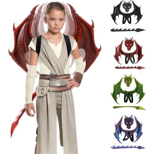 Animal Cospty Dragon Costume Purim Christmas Gift Carnival Party Kids Cosplay Set Wing and Tail Childrens day faucet Costume