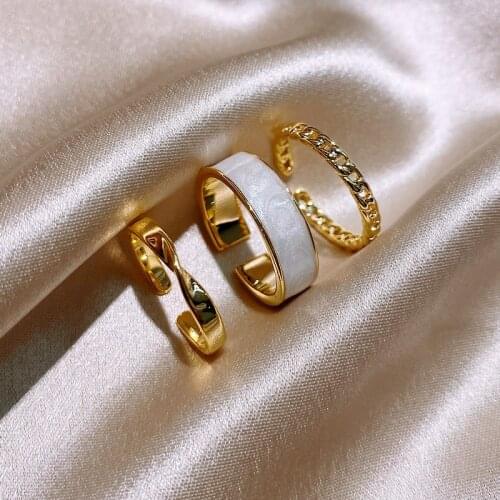 Resizable Hollow Rings Set for Women Punk Metal Geometric Round Finger Ring Fashion Jewelry Female Wedding Bands Party